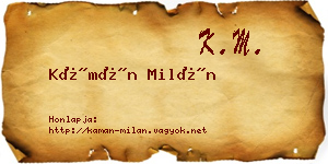 Kámán Milán névjegykártya