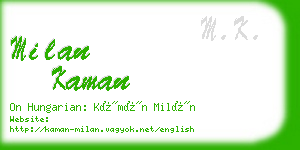 milan kaman business card
